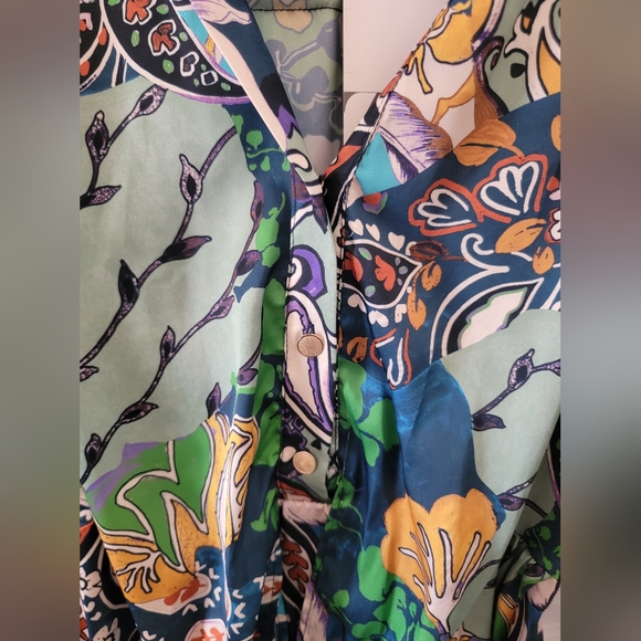 Zara Patchwork Print Satin Effect Multicolored Dress NWT - Picture 9 of 11